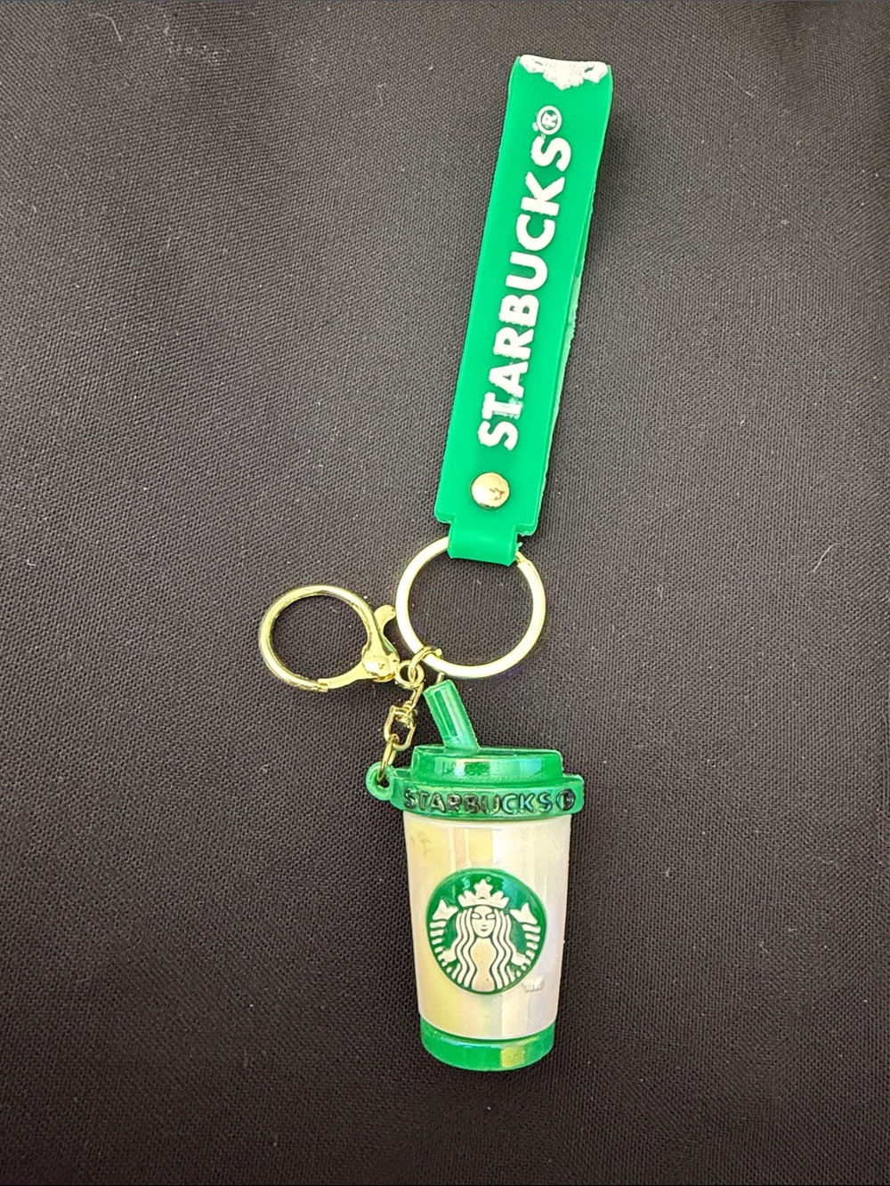 Starbucks Lacquered Green Tumbler Keychain Wrist Strap